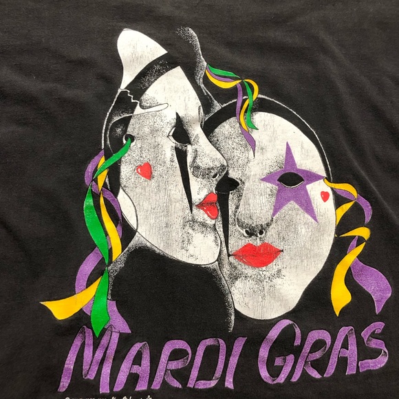 Vintage 80s Mardi Gras T-shirt Size Large - Picture 3 of 8